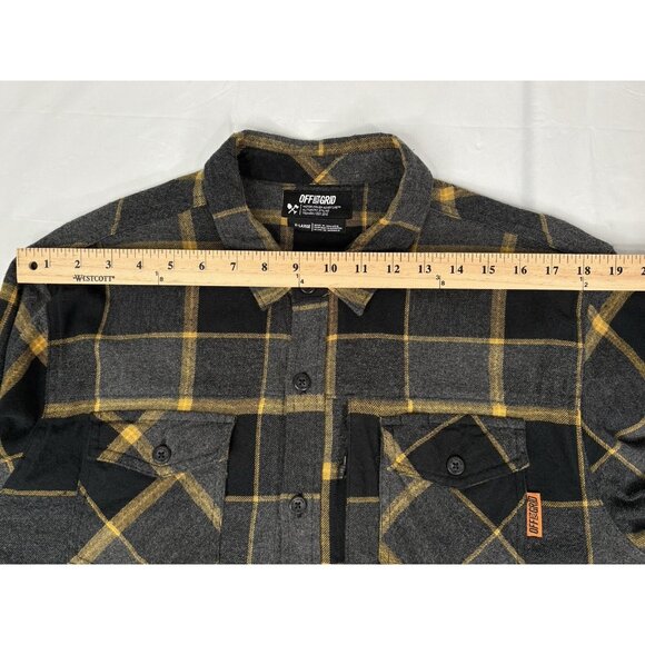 Off The Grid Destroyer Flannel Shirt Men’s XL Castlerock Grey Yellow Long Sleeve - Picture 15 of 16